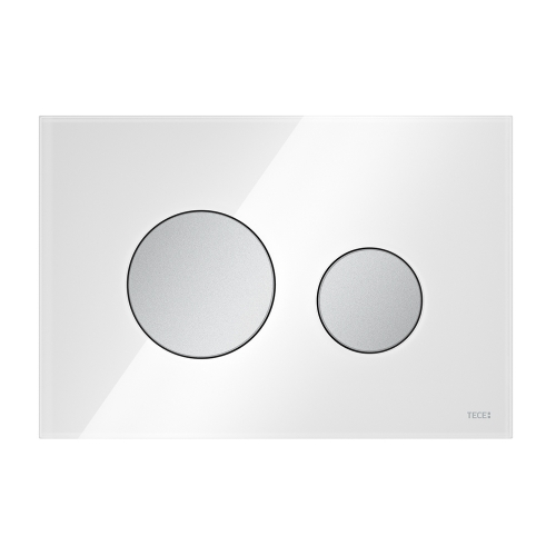 Стеклянная панель (кнопка) смыва для унитаза TECEloop, стекло белое, клавиши хром матовый, 9240659