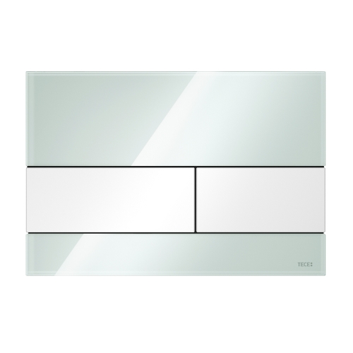 9240803 Стеклянная панель смыва для унитаза TECEsquare, стекло мятный зеленый, клавиши белые 
