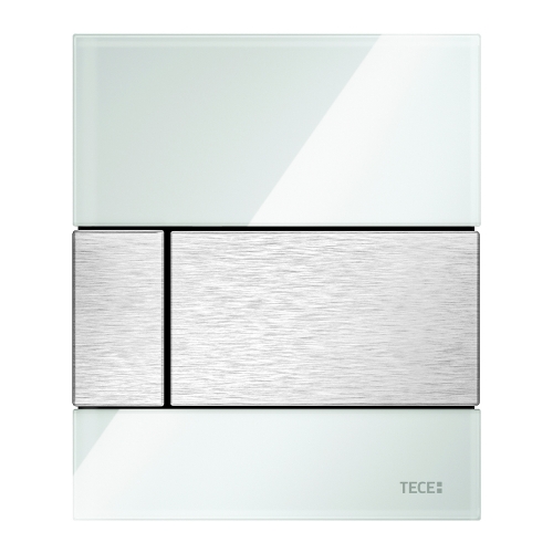 Стеклянная панель (кнопка) смыва для писсуара TECEsquare, стекло мятный зеленый, клавиши нержавеющая сталь сатин, покрытие против отпечатков пальцев,9242804