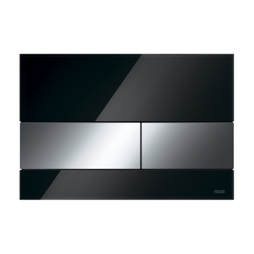 9240807 Стеклянная панель смыва для унитаза TECEsquare, стекло черное, клавиши хром глянцевый 