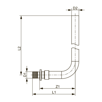 Монтажная трубка TECEspring AX для подключения радиаторов конечная, 15 мм, медная никелированная