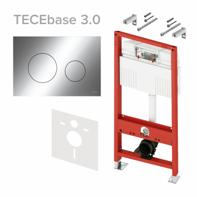 Комплект TECEbase 3.0 с панелью смыва TECEloop, хром глянцевый