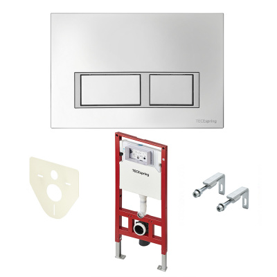 TECE S401201 Инсталляция в комплекте с хромированной пластиковой панелью (кнопкой) смыва TECEspring V и застенным модулем TECEspring для подвесного унитаза