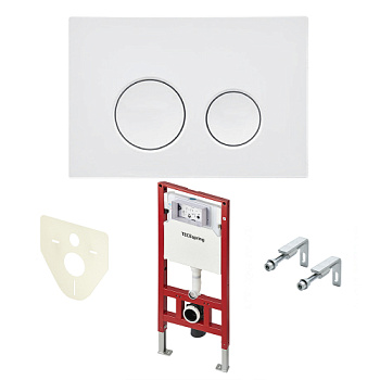 TECE S401110 Инсталляция в комплекте с белой глянцевой пластиковой панелью (кнопкой) смыва TECEspring LT и застенным модулем TECEspring для подвесного унитаза