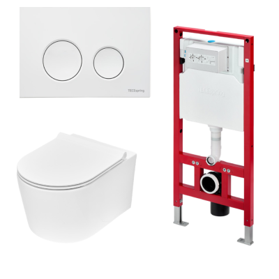 Комплект TECEspring base с панелью LT, белый глянцевый, и унитазом TECEspring Pro K401110WCP