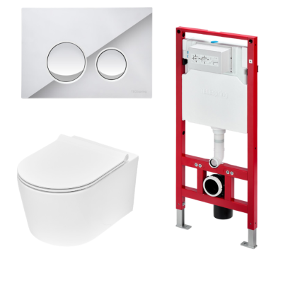 Комплект TECEspring base с панелью LT, хром глянцевый, и унитазом TECEspring Pro K401111WCP
