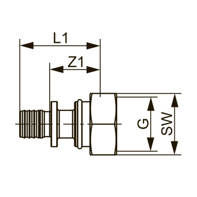 Соединение прямое TECEspring AX с накидной гайкой Евроконус 3/4", 20 x 3/4'' Eк