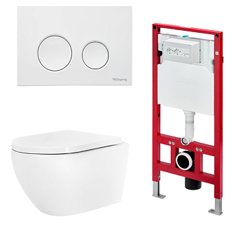 Комплект TECEspring base с панелью LT, белый глянцевый, и унитазом TECEspring Model R 2.0 K401110WCR2