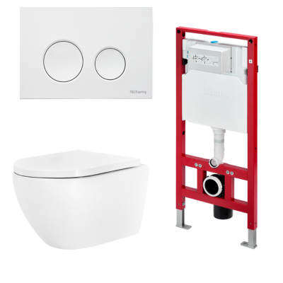 Комплект TECEspring base с панелью LT, белый глянцевый, и унитазом TECEspring Model R 2.0 K401110WCR2