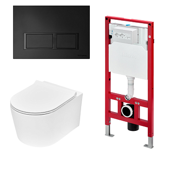 Комплект TECEspring base с панелью V, черный матовый, и унитазом TECEspring Pro K401204WCP