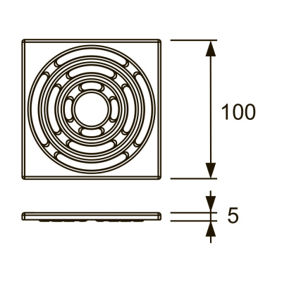 Декоративная решетка TECEdrainpoint S, нержавеющая сталь, 100 мм, 3665002
