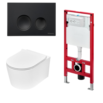 Комплект TECEspring base с панелью LT, черный матовый, и унитазом TECEspring Pro K401115WCP