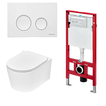 Комплект TECEspring base с панелью LT, белый глянцевый, и унитазом TECEspring Pro K401110WCP